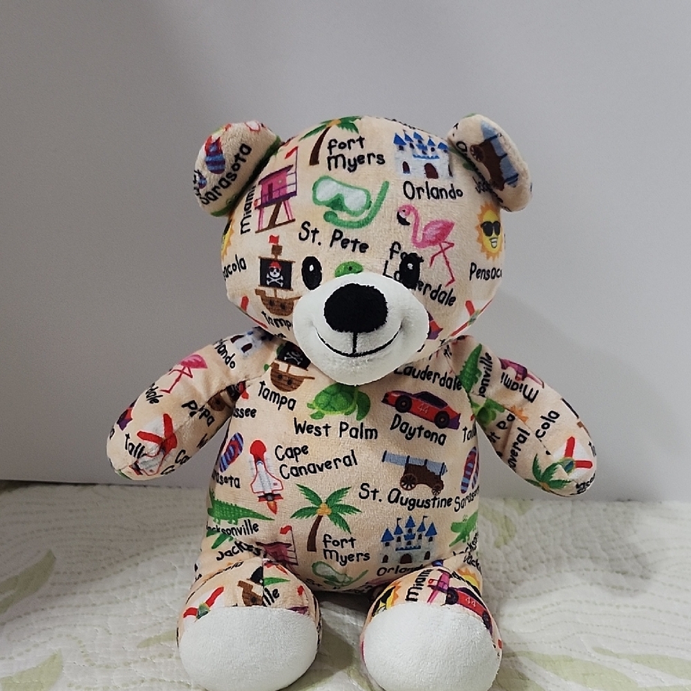 Colorful Florida-Themed Stuffed Bear